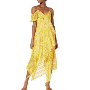 NWT BCBGMAXAZRIA Women's Ruffle Asymmetrical Cocktail Dress Honey